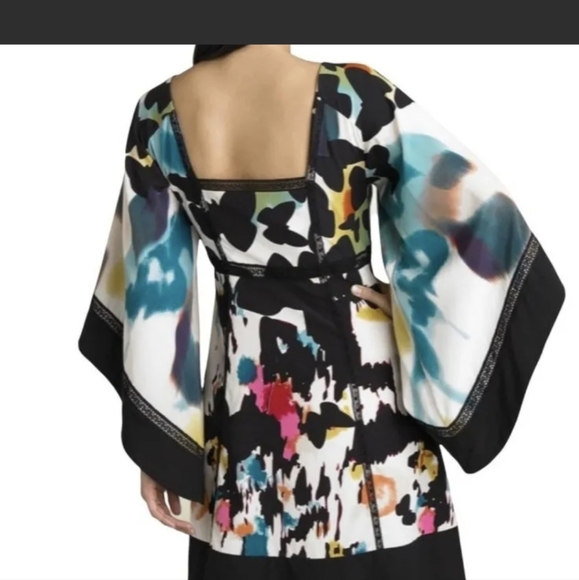 Diane Von Furstenberg Leena Silk-Blend Butterfly Print kimono Dress sz 4 - Picture 2 of 5